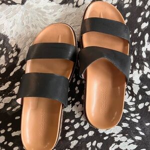Madewell Black Leather Slide Sandals